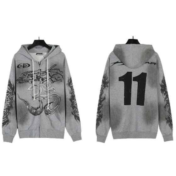 Hellstar Distressed Terry Cloth High Street Hooded Sweatshirt Jacket
